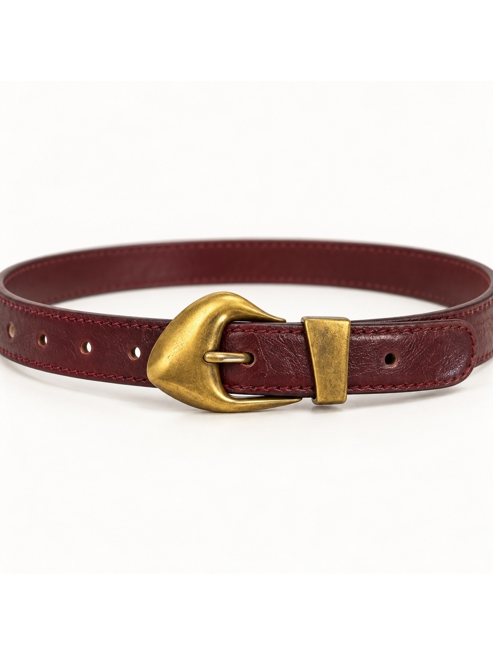 NWT 8 Other Reasons Women’s Harper Burgundy Gold Buckle Belt Size S/M